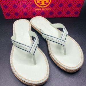 Tory Burch Women’s Metal Tory Ribbon Thong Sandals SIZE 7 NWB AUTHENTIC